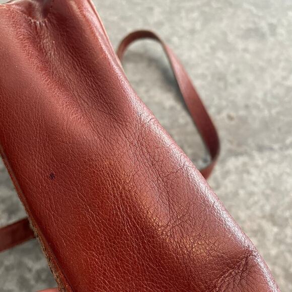 Vintage Turkish Wool Kilim Leather Camel Shoulder Bag Purse Brown Boho Artsy - Picture 5 of 13